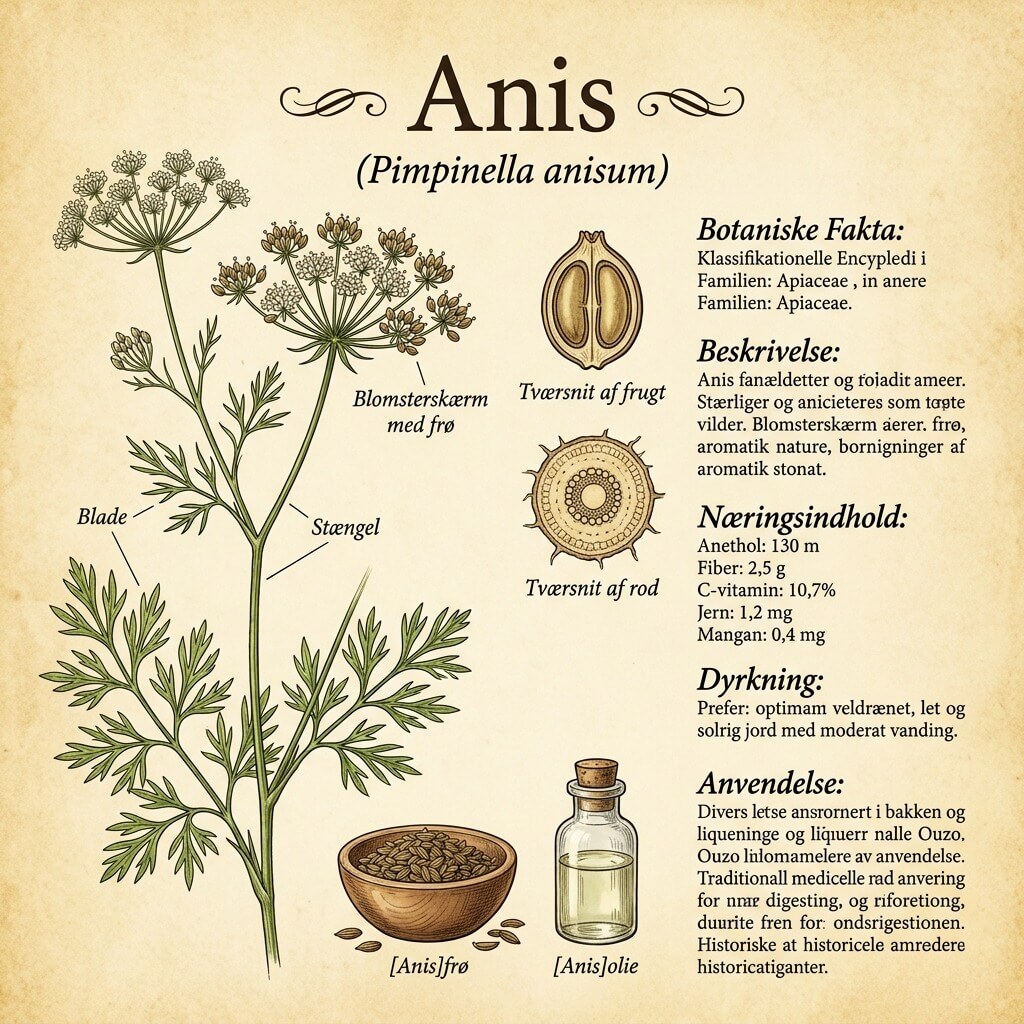 Factsheet anis latin Pimpinella anisum.