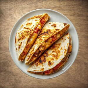 Kylling quesadillas lavet i min airfryer og serveret på en tallerken