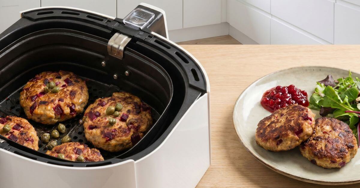 Bøf lindström som er lavet i en airfryer.