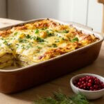 Lasagna de cartofi cremoasă proaspăt scoasă din airfryer