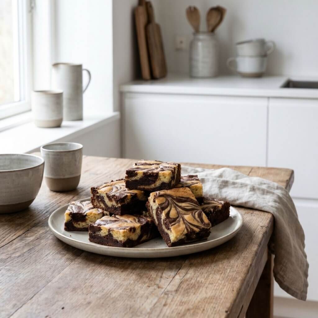 Tiger Brownies serveret på en tallerken i mit køkken