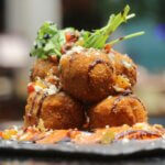 Crispy arancini with melting mozzarella from the air fryer