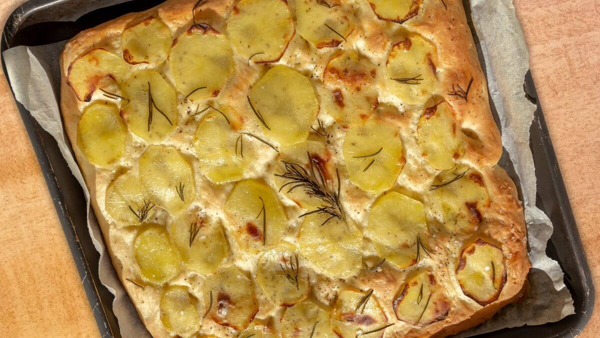 Crispy potato focaccia with rosemary and sea salt
