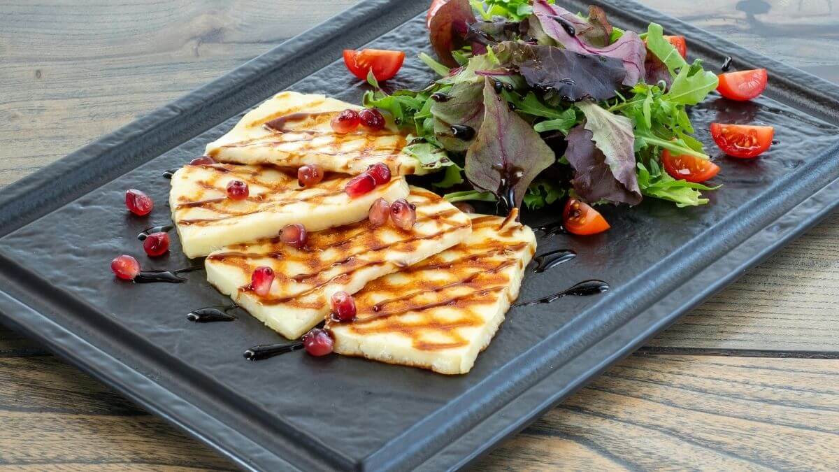 Halloumi cheese with a golden crispy crust and soft inside