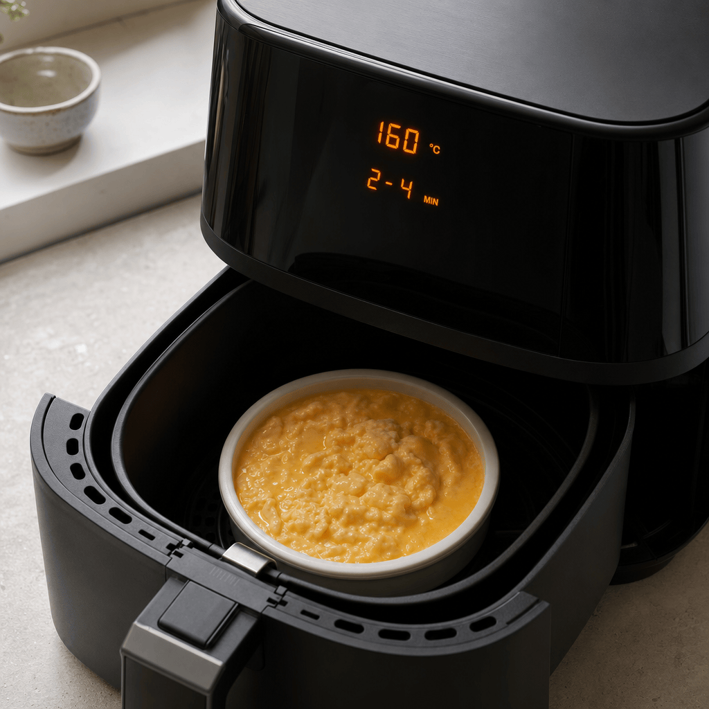 Blødt stivnede og cremede røræg tilberedes videre i min airfryer