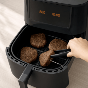 Bøffer tilberedes i ét lag i min airfryer ved 200 grader