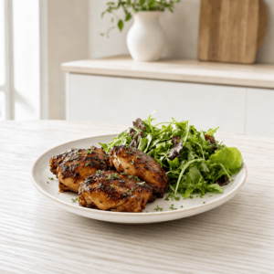 Balsamicokylling serveres med frisk grøn salat