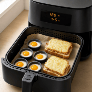 Ag tilberedes i sma forme ved siden af sandwichene i min airfryer