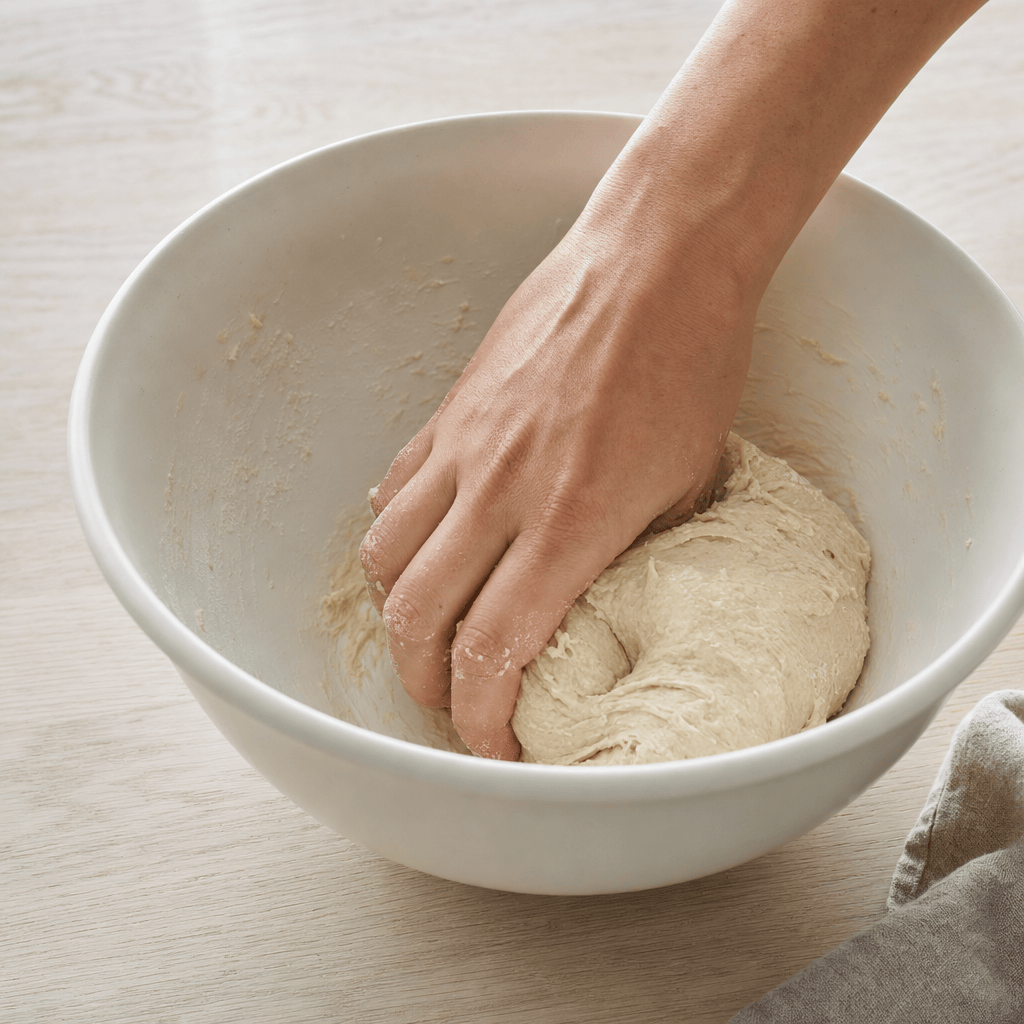 Dej blandes og aeltes i en keramisk skaal i min airfryer-opskrift