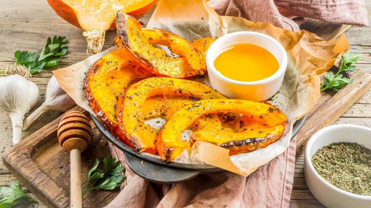 kendt som Hokkaido fries eller Baked Hokkaido Pumpkin