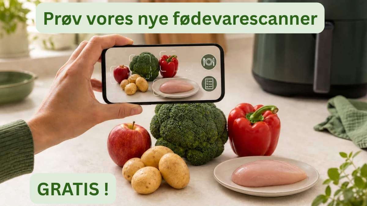 En skærm viser vores fødevarescanner som kan scanne mad