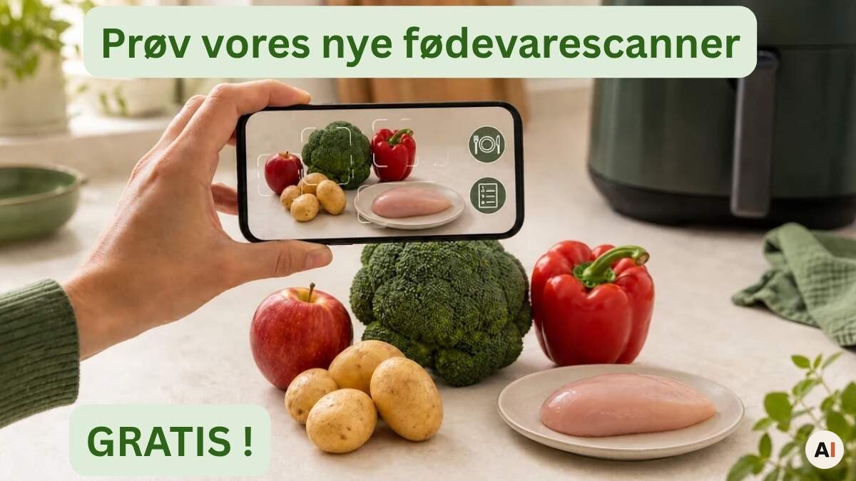 En skærm viser vores fødevarescanner som kan scanne mad