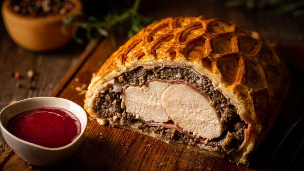 Chicken Wellington den med kylling sprød serveret