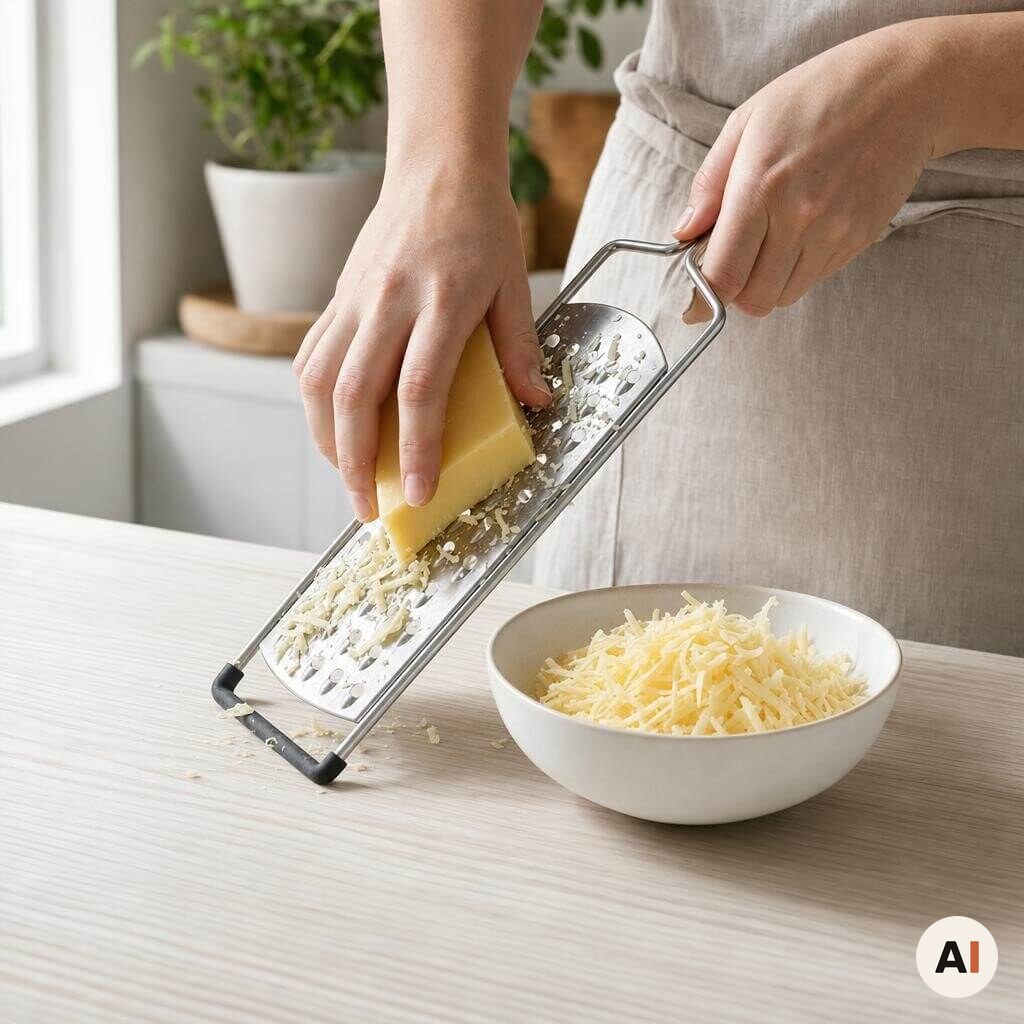 Gouda rives groft og stilles til side til min airfryer