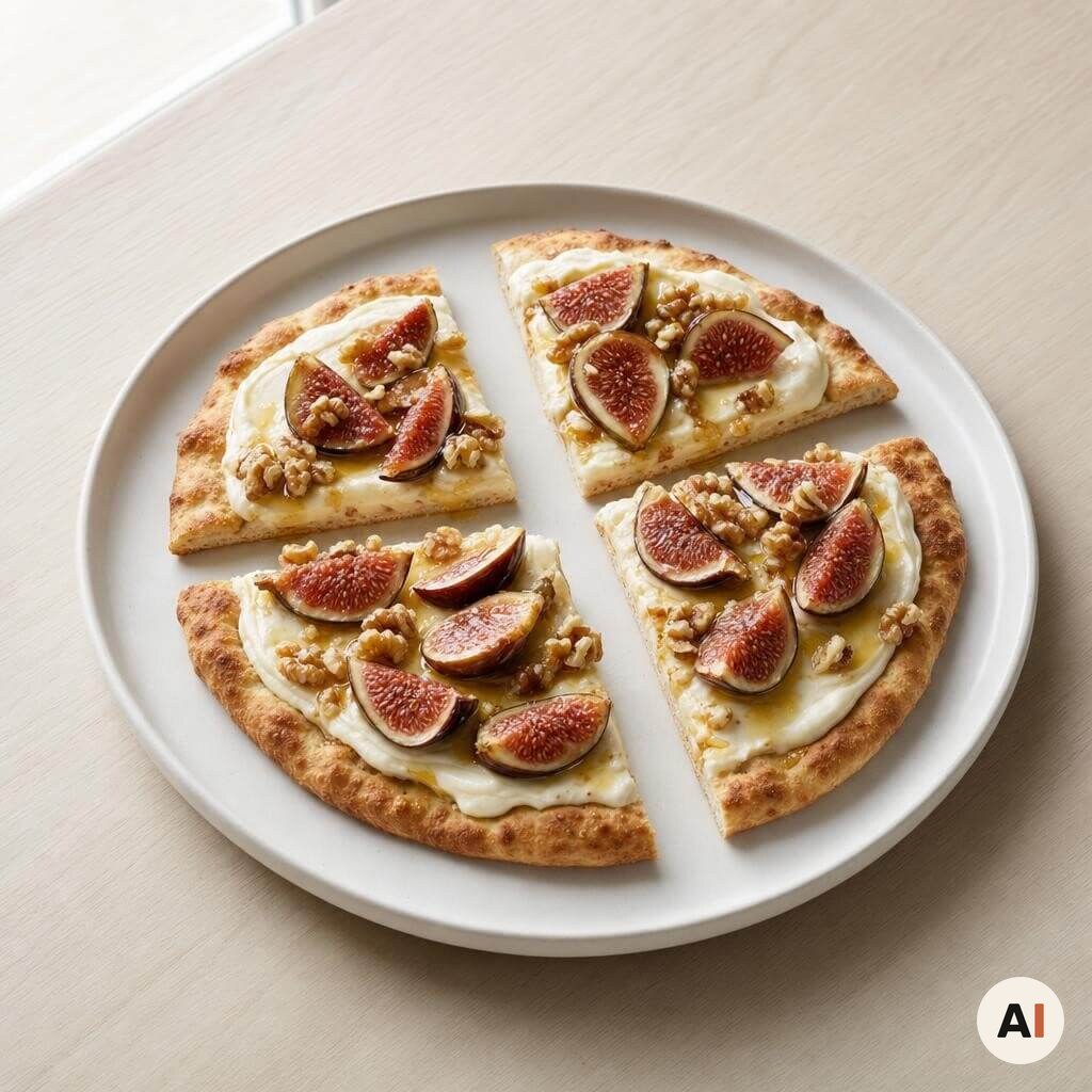 Lun dessertpizza med friske figner skåret i halve og serveret fra min airfryer