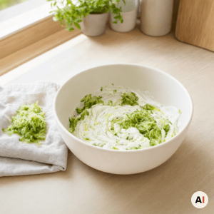 Tzatziki blandes i en skål til gyros i min airfryer-opskrift