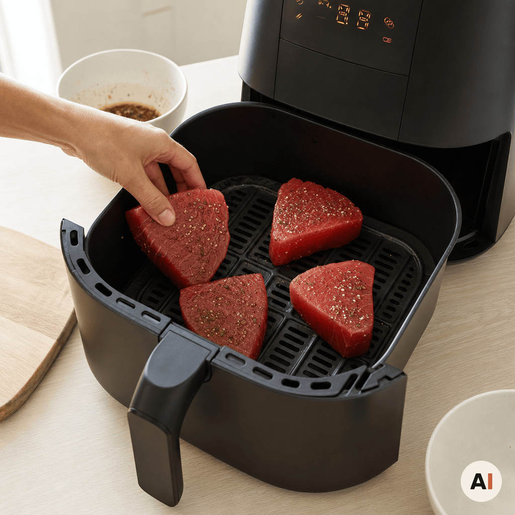 Tunbøffer lægges i ét lag i min airfryer