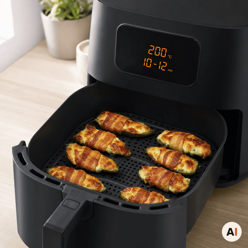 Jalapeno poppers tilberedes med ostesiden opad i min airfryer