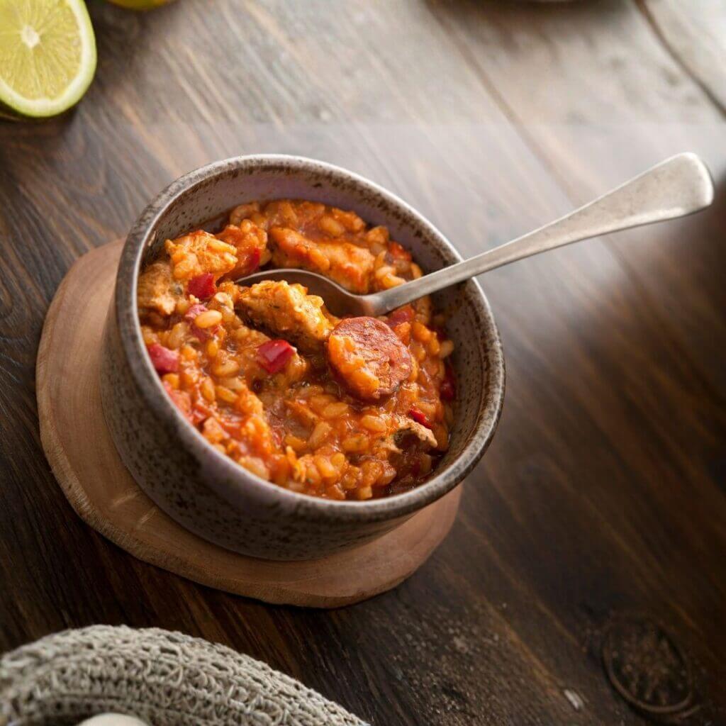 Chorizo ​​ris i ovnfast fad som jeg har lavet i min airfryer