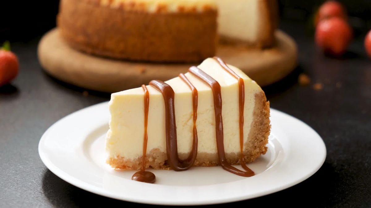 Käsekuchen tradizionale tedesco con quark, alto e cremoso