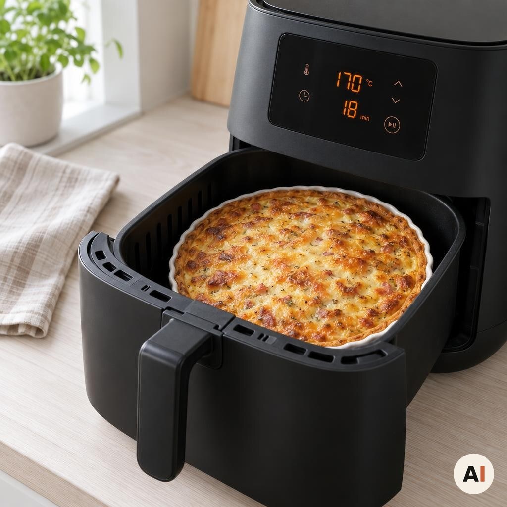 Broccolitærten bager i min airfryer ved 170 grader