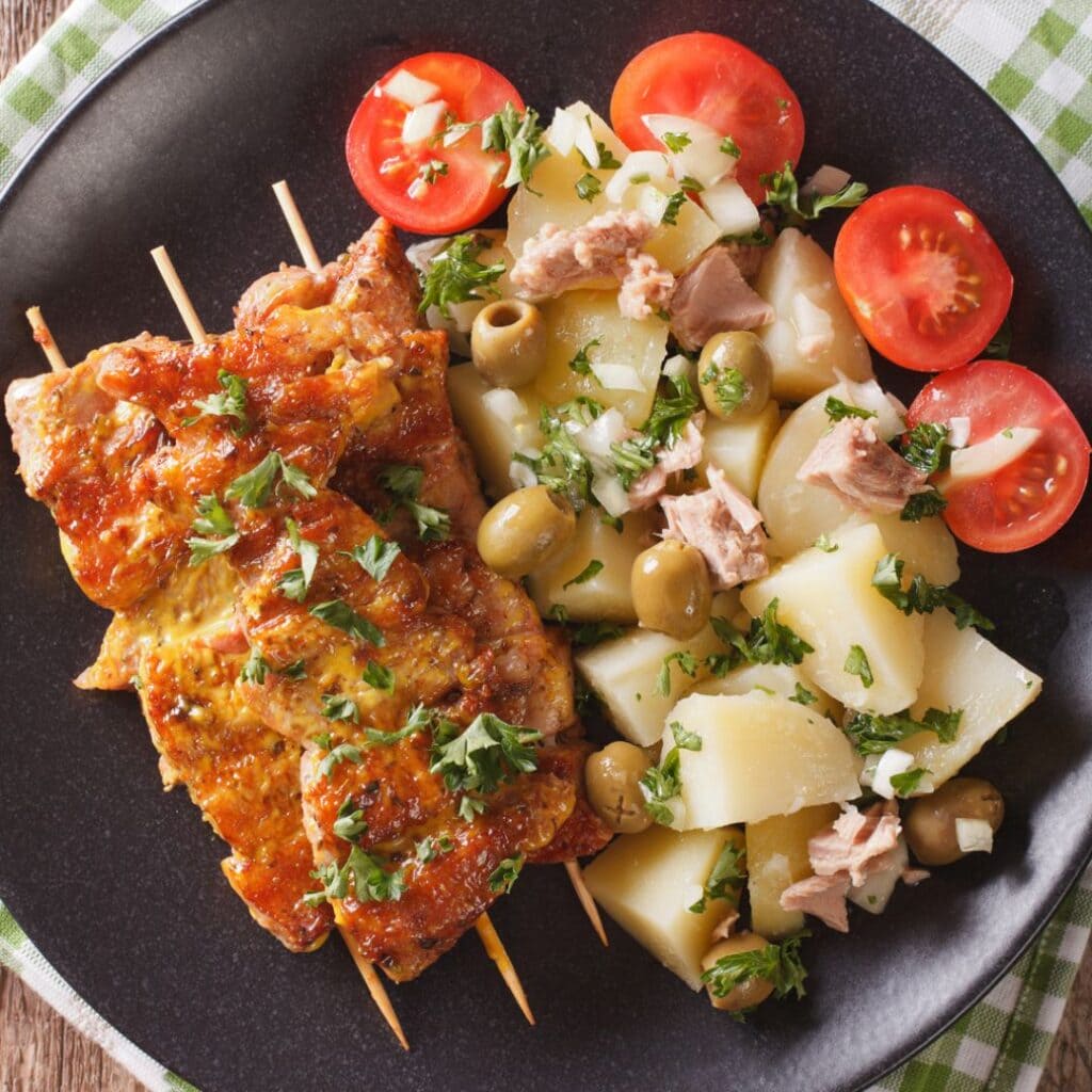 Spyd med marineret svinekød lavet i min airfryer