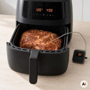 Marineret svinekød tilberedes ved 120 grader i min airfryer