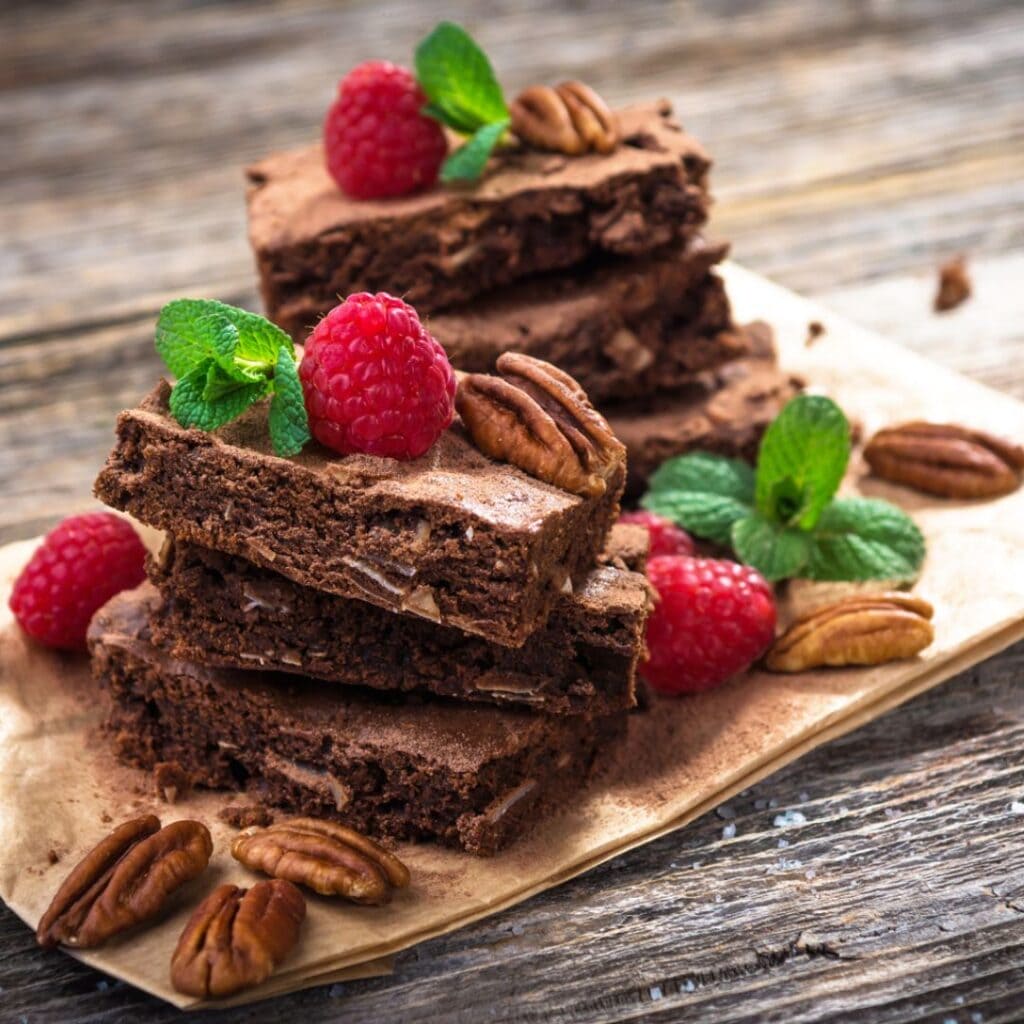 brownies med pecannødder bagt i airfryer