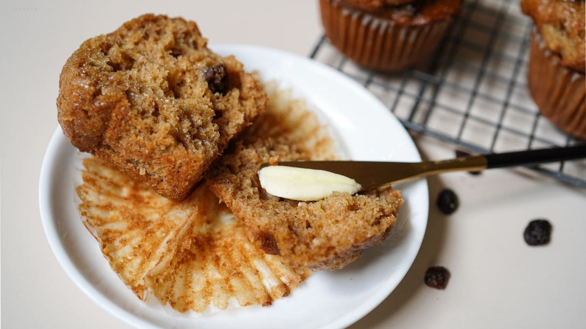 klidmuffins er meget fiberrige og har en rustik, grov struktur