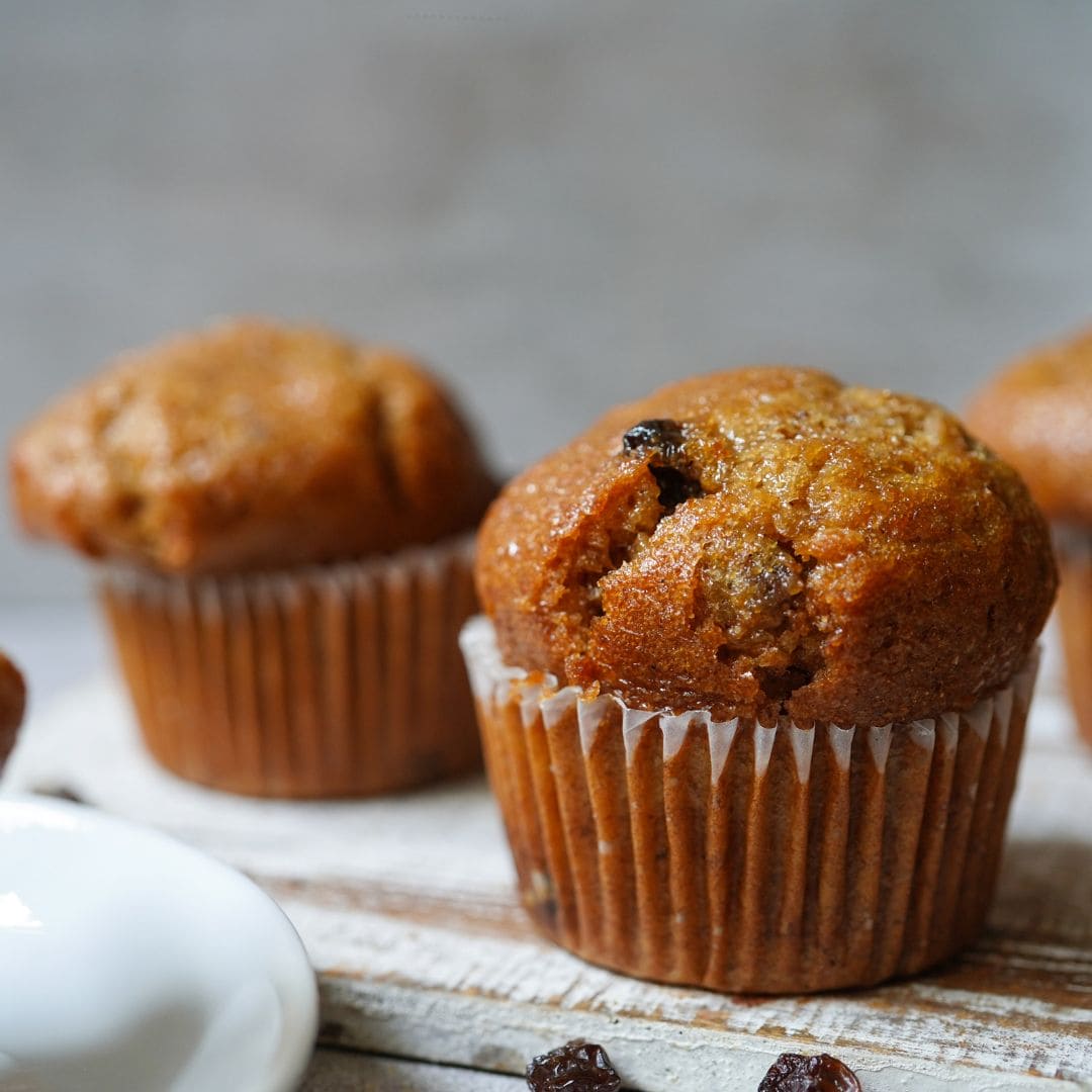 Muffins de farelo com uvas-passas na Airfryer
