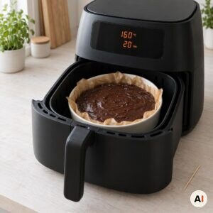 Browniedejen sættes i min airfryer ved 160 grader i 20 minutter