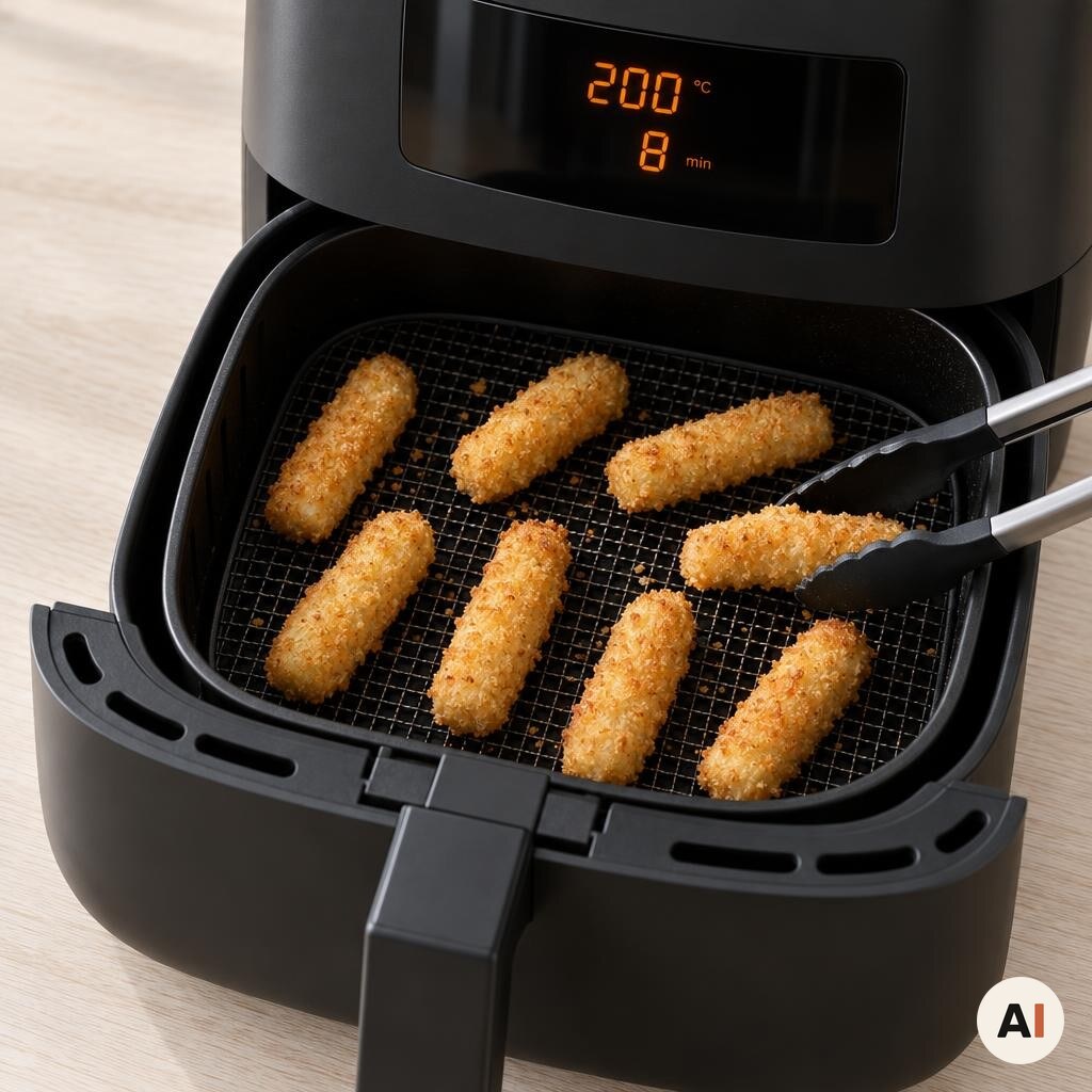 Panerede mozzarella sticks tilberedes ved 200 grader i min airfryer