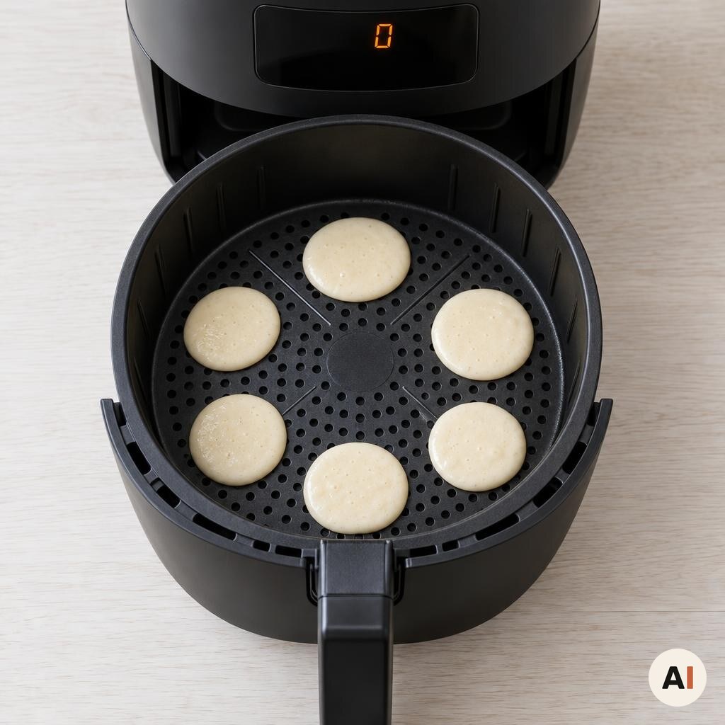Små pandekager ligger med god afstand i min airfryer