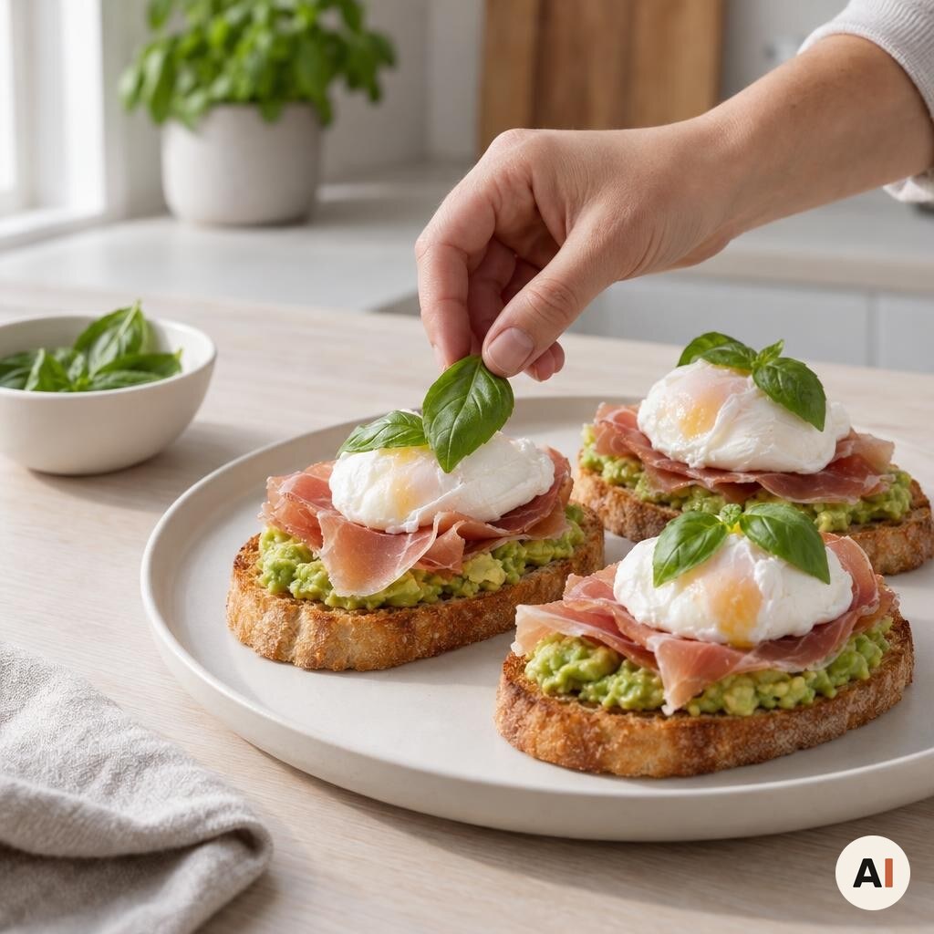 Bruschetta pyntes med frisk basilikum