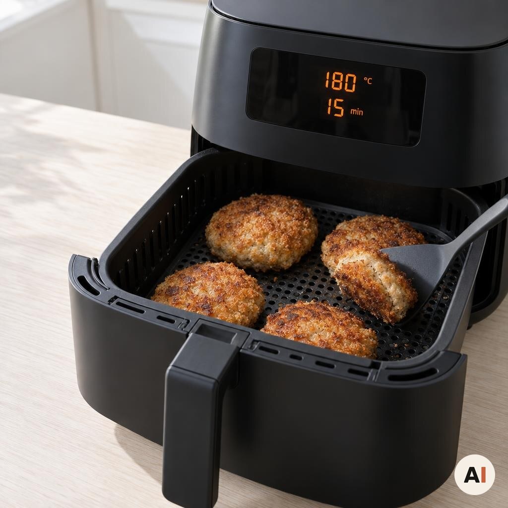 Krebinetter vendes halvvejs i min airfryer ved 180 grader
