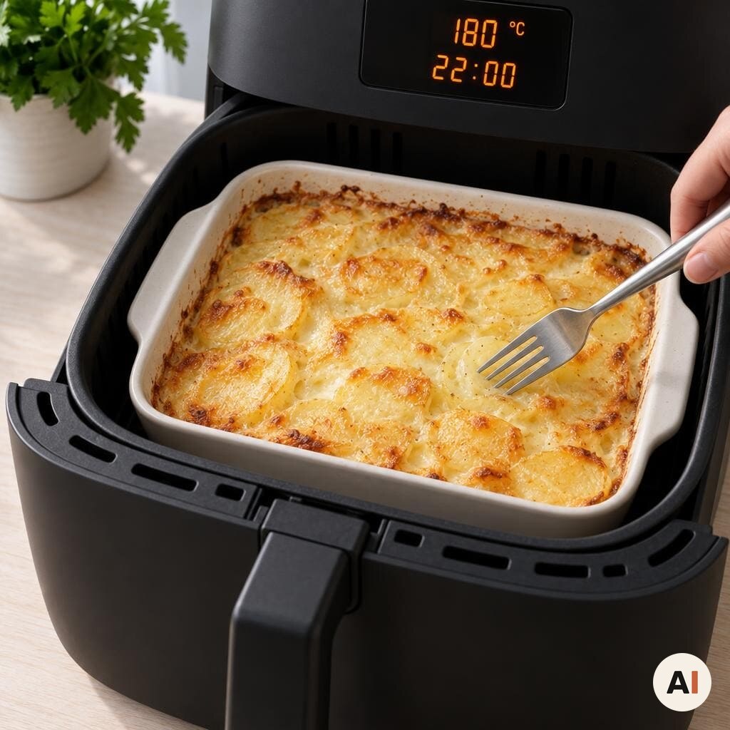 Gratinen bages ved 180 grader i min airfryer