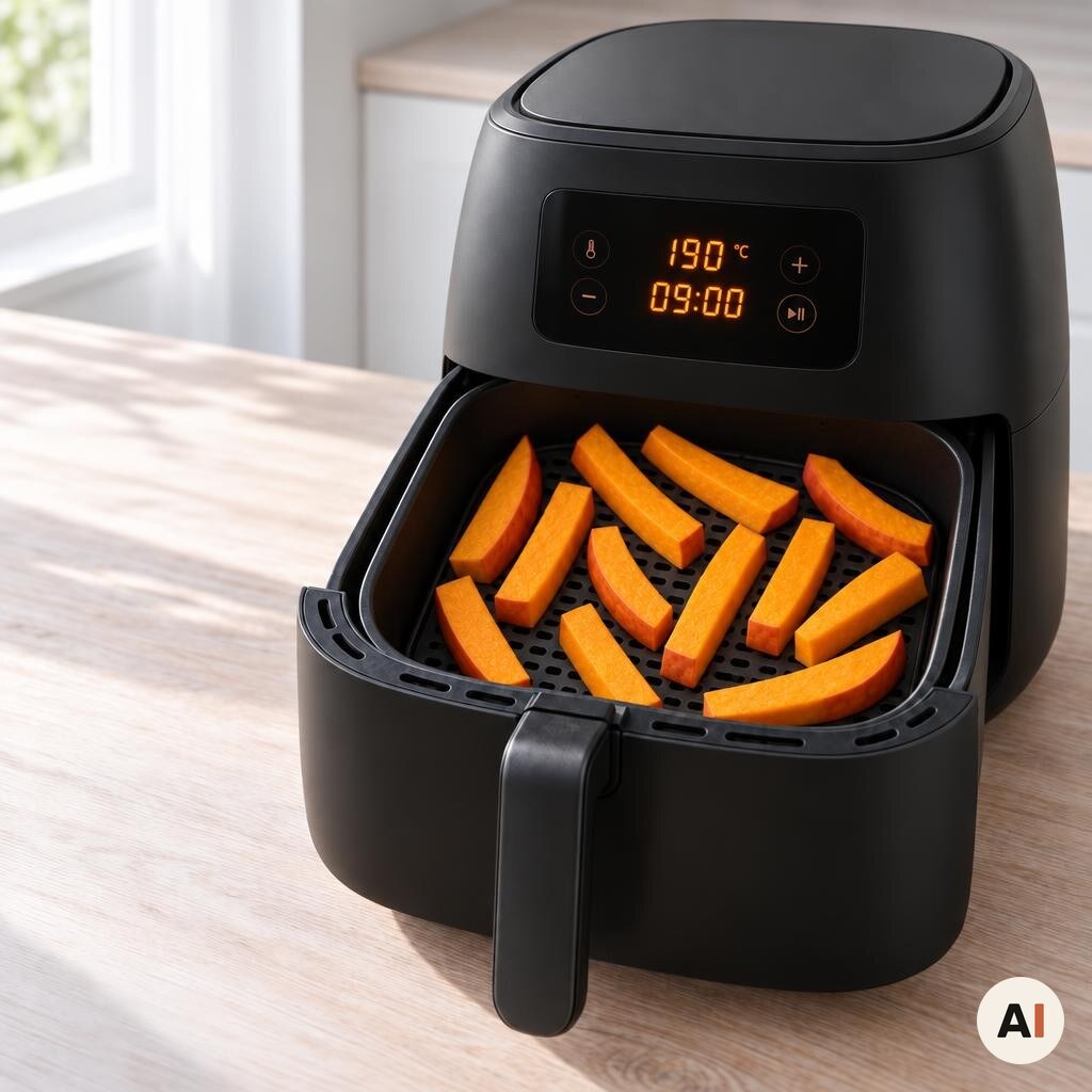 Græskarstænger rystes efter 9 minutter ved 190 grader i min airfryer