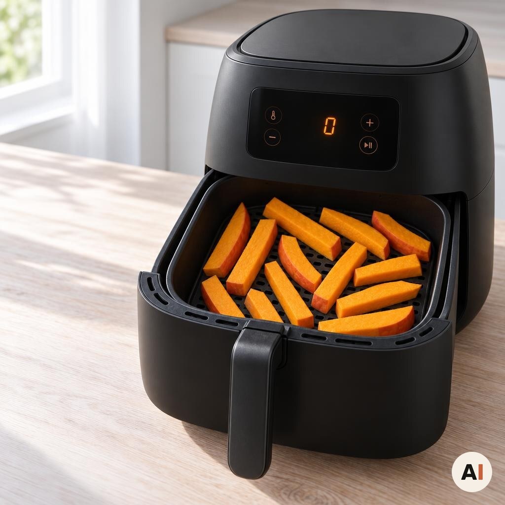 Græskarstænger lægges i ét lag i kurven i min airfryer