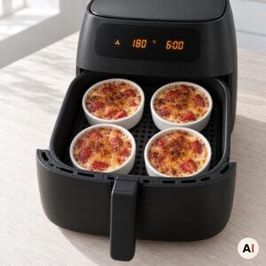 Fire gratiner bages i ét lag i min airfryer ved 180 grader