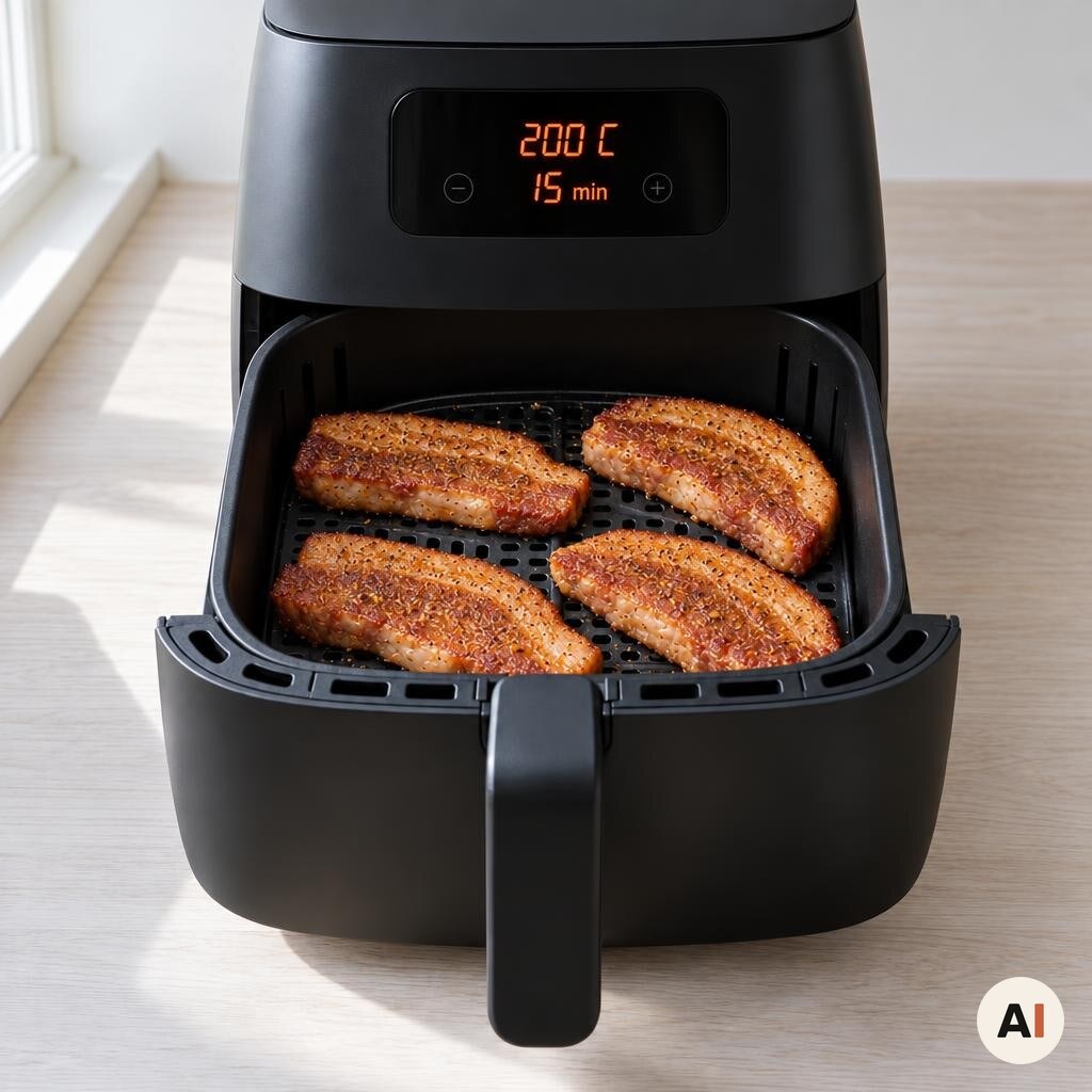 Flæskeskiver steges sprøde og gyldne i min airfryer