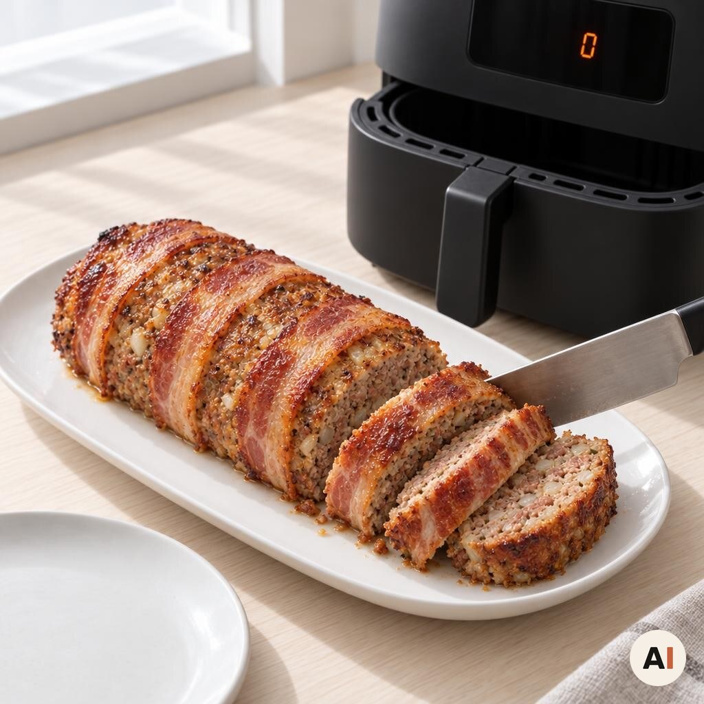Den færdigstegte forlorne hare skæres i skiver efter tilberedning i min airfryer