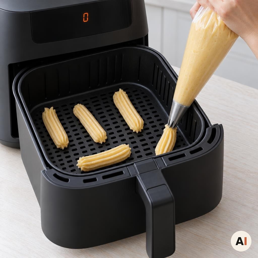 Rå churros sprøjtes adskilt i min airfryer