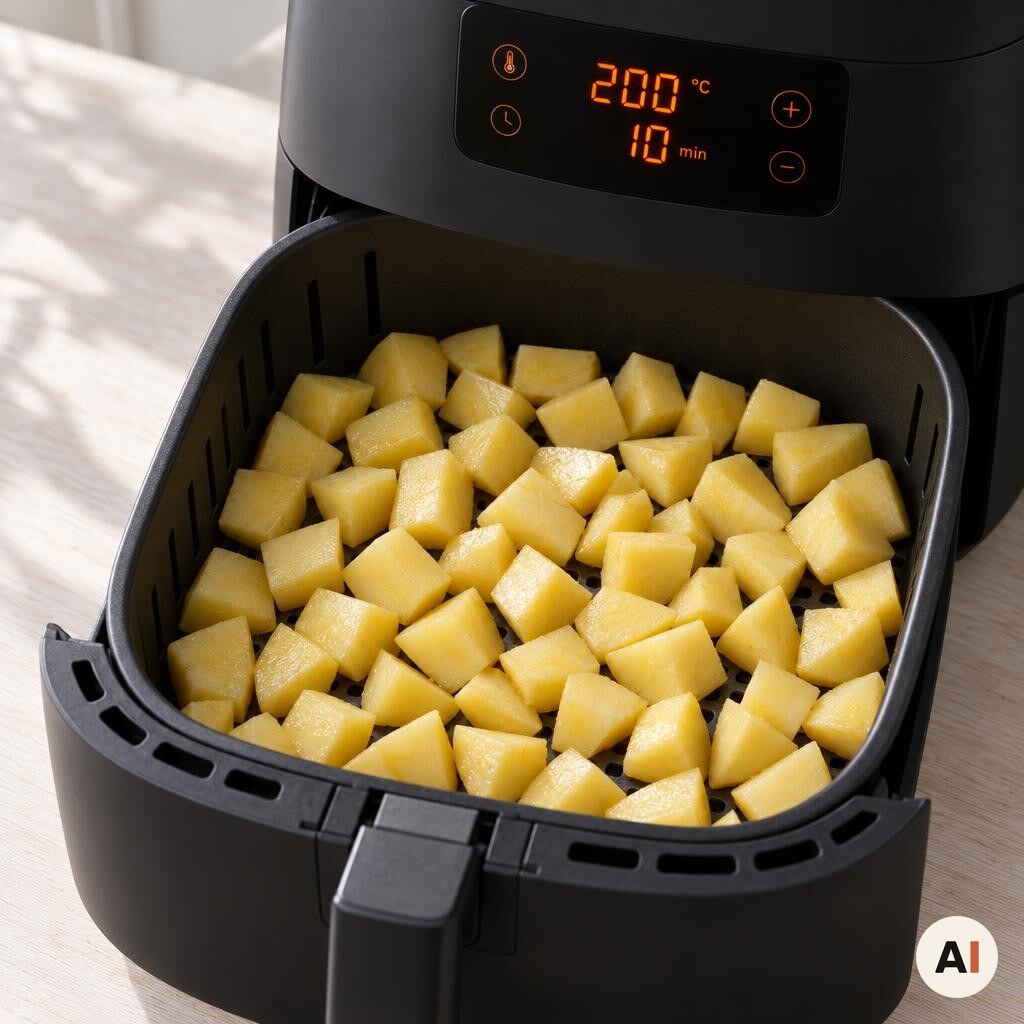 Kartoffeltern tilberedes i min airfryer ved 200 grader