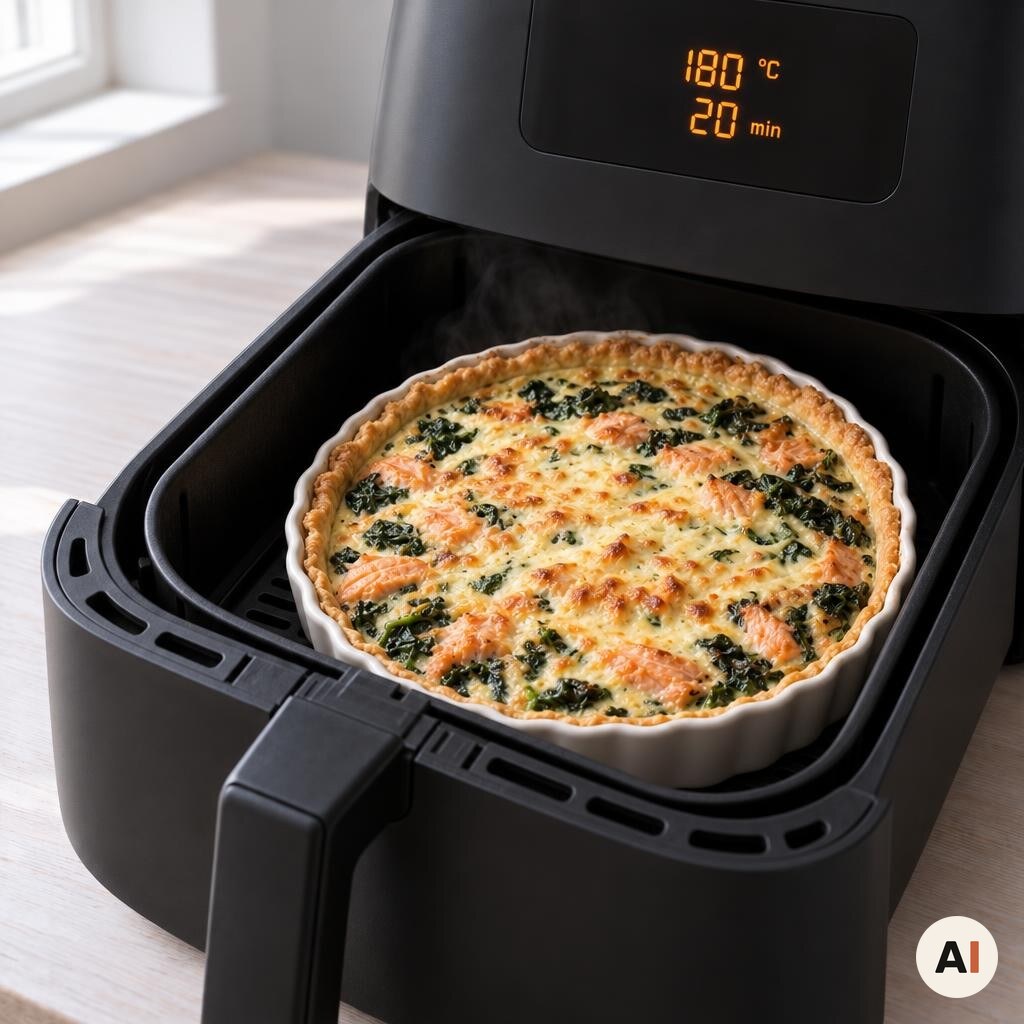 Den gyldenbrune tærte bages i min airfryer ved 180 grader i 20 minutter