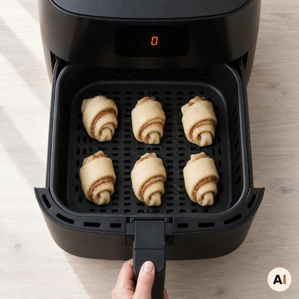 Seks gifler placeres med afstand i min airfryer