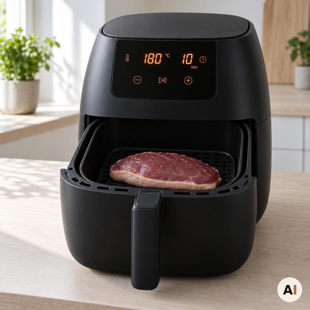 Andebryst ligger med skindsiden nedad i min airfryer ved 180 grader