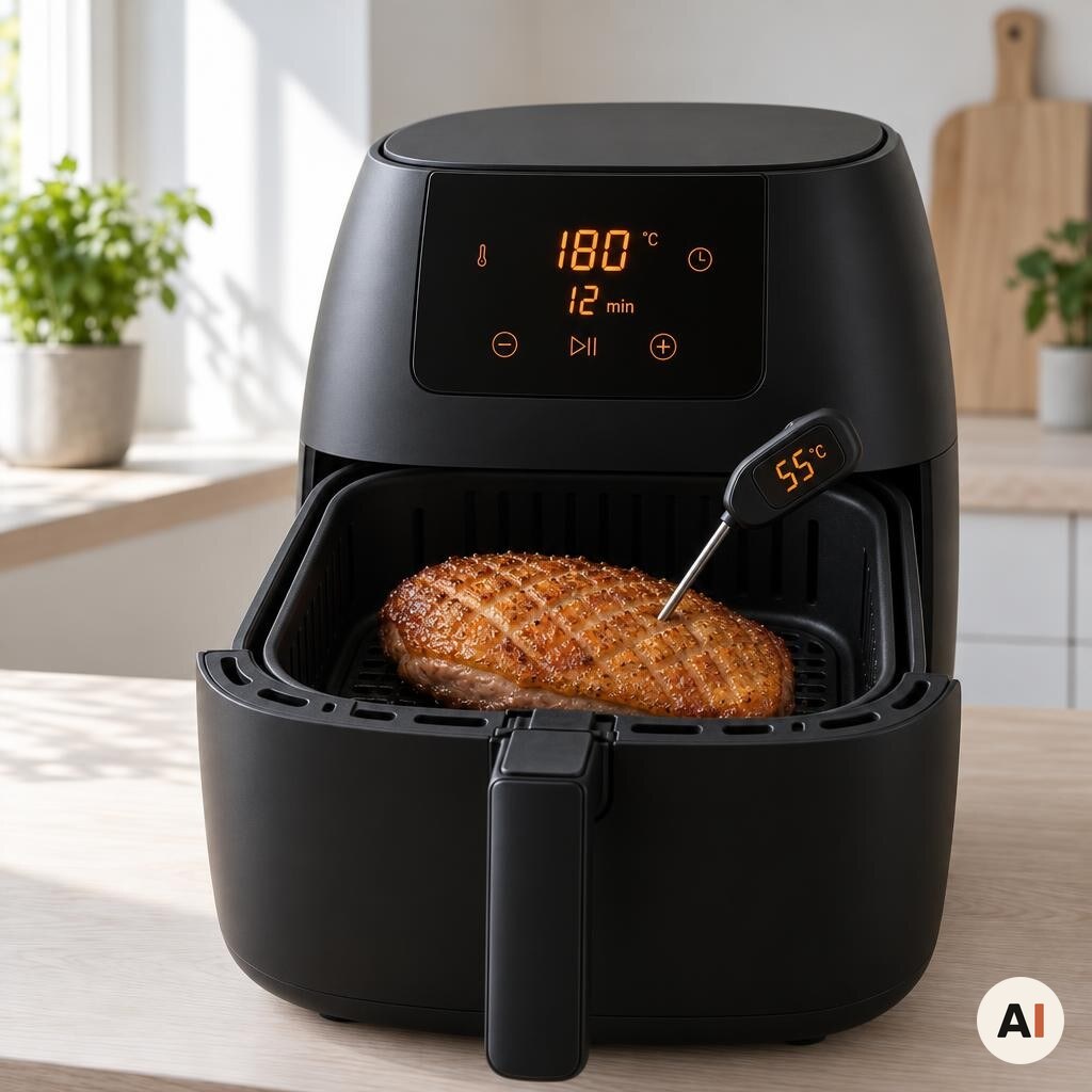 Andebrystet vendes med skindsiden opad i min airfryer