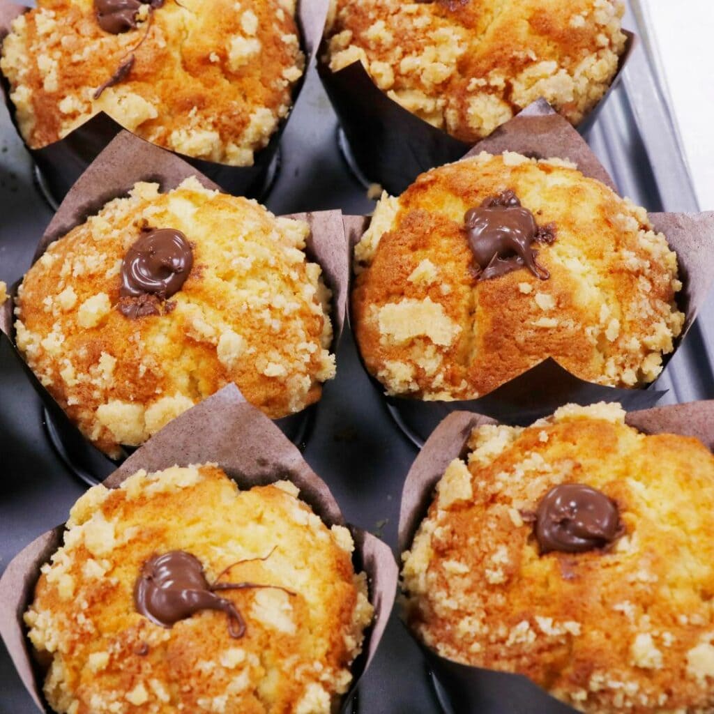 Bananmuffins med nutella bagt i airfryer